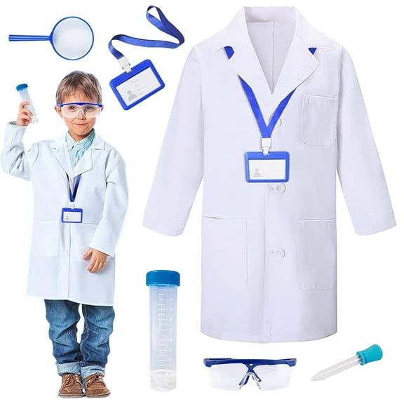 Scientist Doctor Lab Costume for Kids, Halloween Costumes Role Play for Girls Boys Aged 5 6 7 8 9 Years Dress up