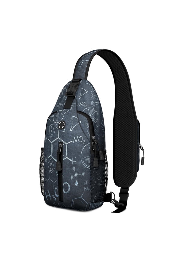 Scientist Print Sling Backpack, Laboratory Chemistry Physics Math Crossbody Daypack for Educational Gifts