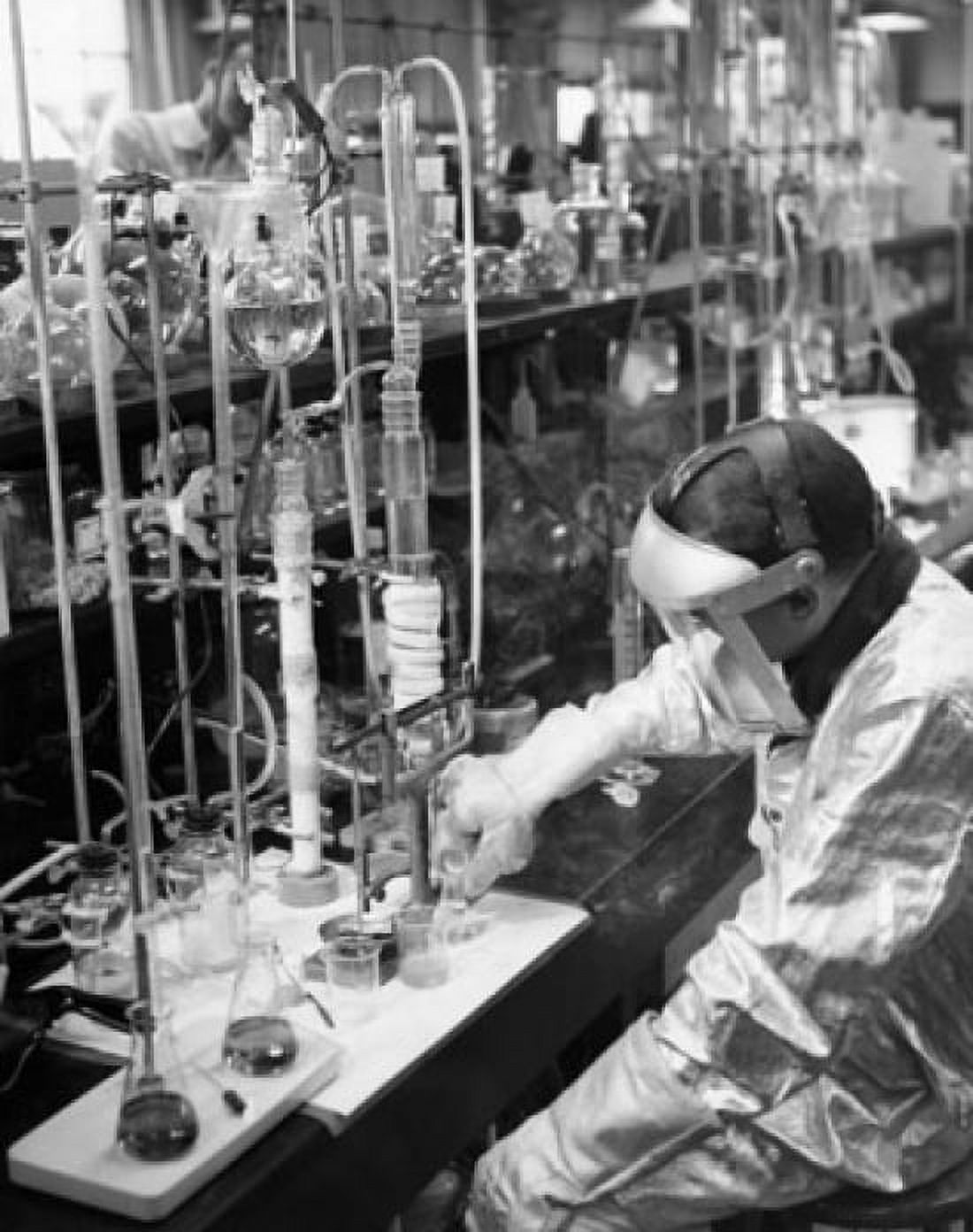Scientist doing scientific experiment in a laboratory, American Viscose