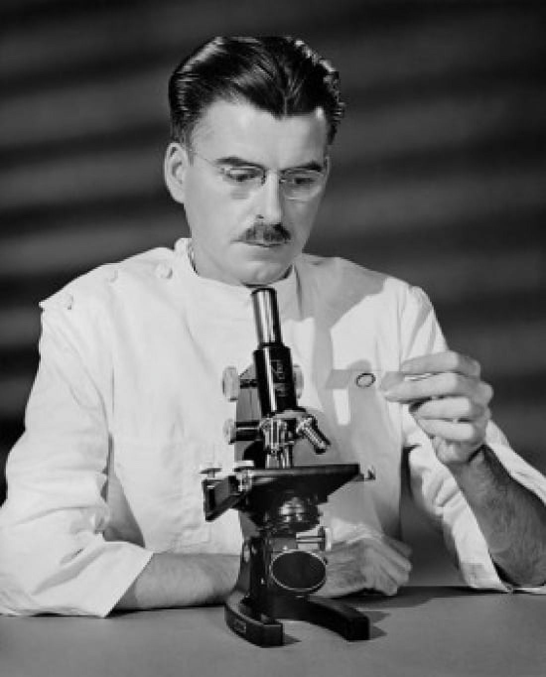 Scientist examining a slide Canvas Art - (24 x 36)
