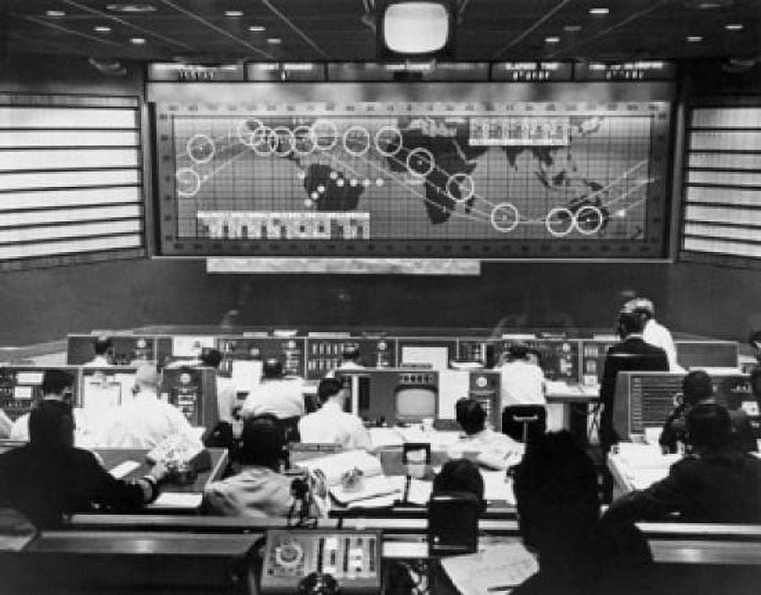 Scientists working in a control room Mercury Control Center Cape Canaveral Florida USA Canvas Art -  (24 x 36)
