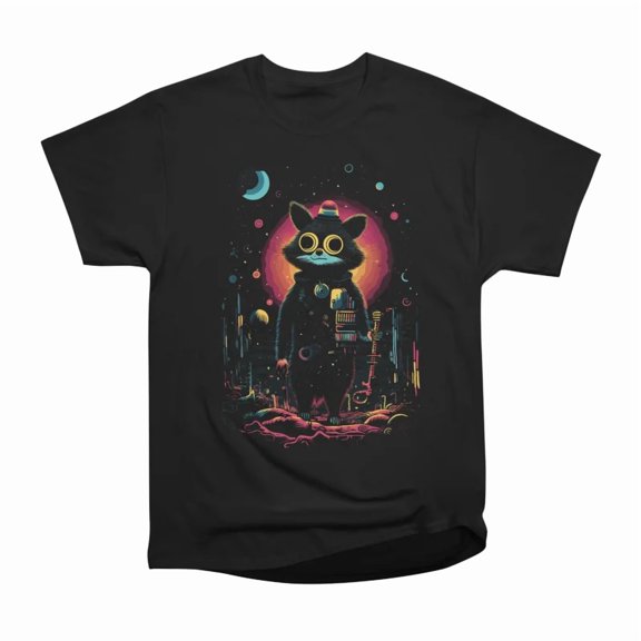 Scifi Landscape Raccoon T-Shirt Tee Gift For Him Merch For Her Apparel For Friend