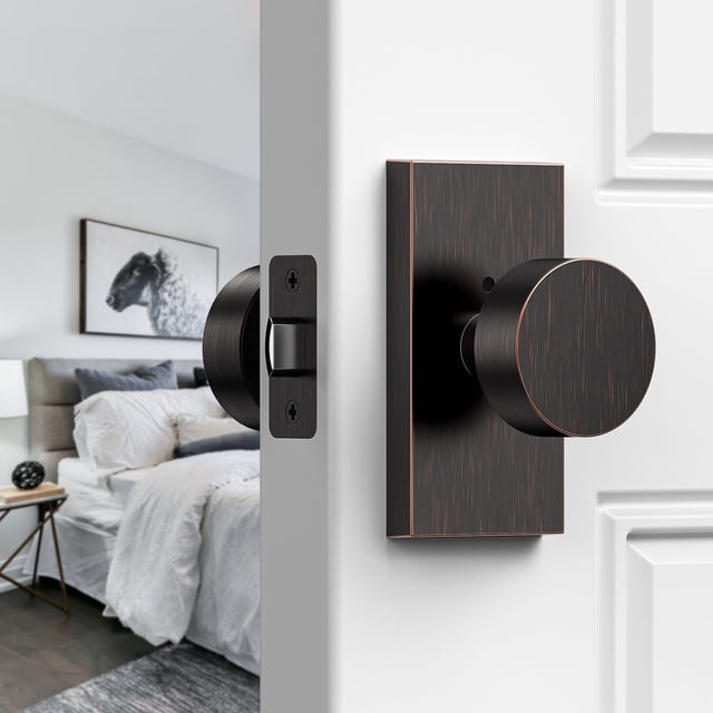 Oil Rubbed Bronze Privacy Door Knob Lock - Interior Bathroom Bedroom Modern Style
