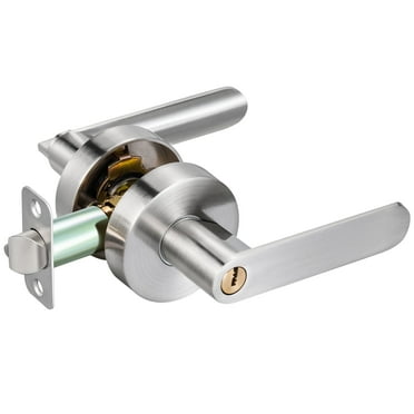 Scifil Door Lever Lock with Keys, Lever Keyed Entry Door Knobs for Bedrooms Bathroom Locking Privacy, Entry Door Handle Reversible for Right & Left Side, Door Lever Classic Series, Brushed Nickel