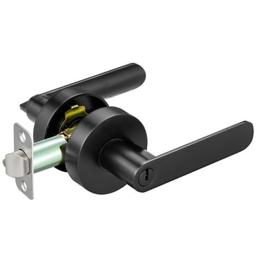 Scifil Door Lever Lock with Keys, Lever Keyed Entry Door Knobs for Bedrooms Bathroom Locking Privacy, Entry Door Handle Reversible for Right & Left Side, Entry Lever Classic Series,Black