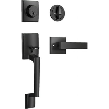 Scifil Front Door Lock Set, Matte Black Front Door Handle with Door Lever, Adjustable Deadbolt Single Cylinder, Reversible Door Lock Set