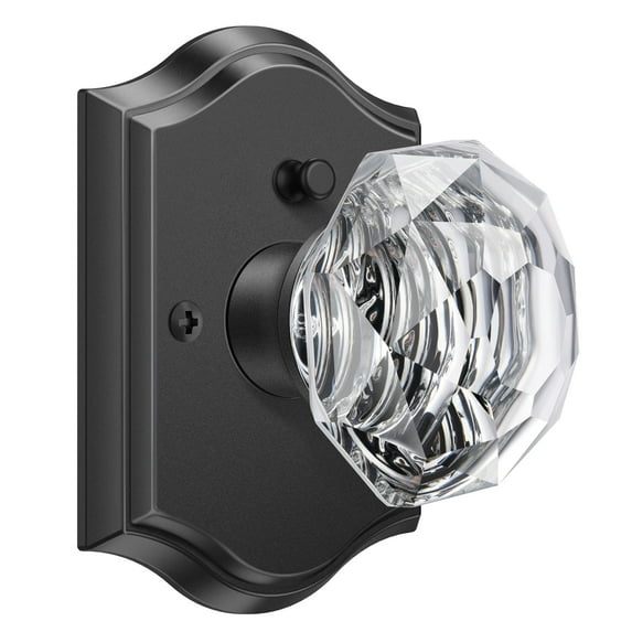 Scifil Glass Door Knobs Interior, Crystal Door Knobs with Lock, Vintage Privacy Crystal Door Knobs for Bedroom Bathroom, Diamond