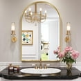 thumbnail image 1 of 22x30 Inch Arched Wall Mirror with Brushed Gold Metal Frame for Bathroom, Bedroom, Living Room, 1 of 10