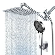 Scilulu 10"Rain Shower Head with Handheld Spray Combo with 11'' Angle Adjustable Extension Arm/Flow Regulator/Shower System,High Pressure Rainfall Shower Head Clean Bathroom,Chrome