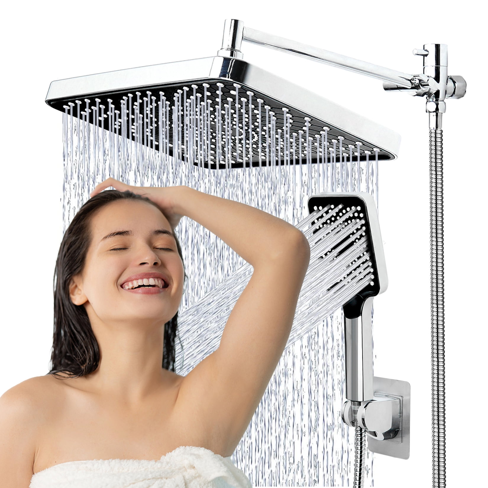 Scilulu 14 Inch Rain Shower Head with High Pressure Handheld Spray
