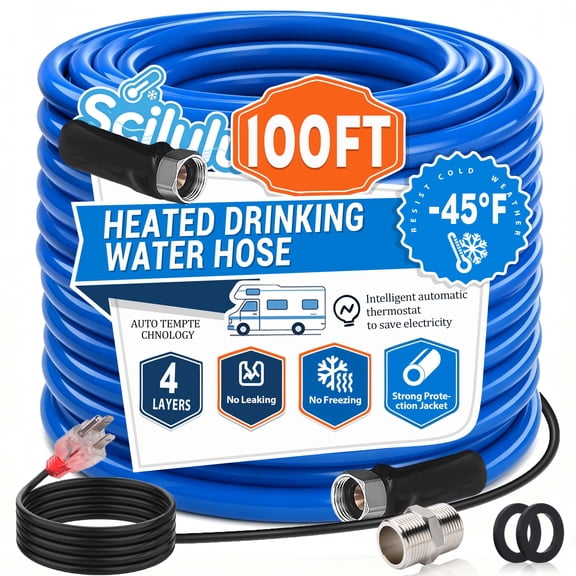 Scilulu RV 100 FT Heated Water Hose ,-45 ,Antifreeze Drinking Garden Water Hose,Rv Accessories, Rv Water Hose,Rv