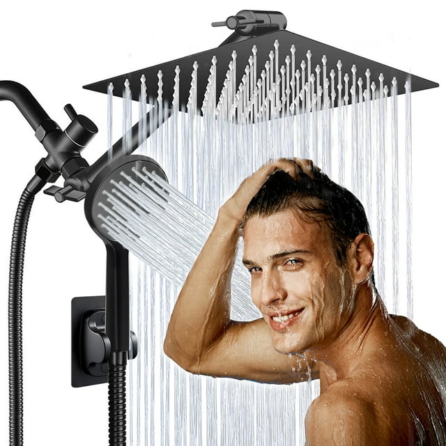 Scilulu Shower Head,10"Rain Shower Head with Handheld Spray Combo with