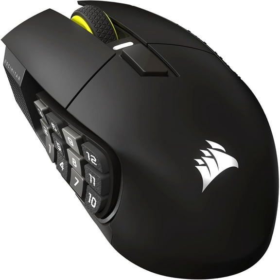 Scimitar Elite Wireless SE MMO PC Gaming Mouse  33,000 DPI, 16 Programmable Buttons, Key Slider, Elgato Virtual Stream Deck, 1,000Hz Polling, Up to 150-Hour Battery Gunmetal