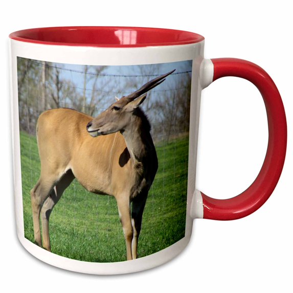 3drose, Scimitar- Horned Oryx, 11oz Two-tone Red Mug