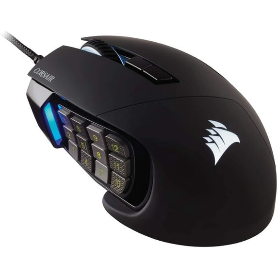 Scimitar RGB Elite Wired MOBA/MMO Gaming Mouse – 18,000 DPI – 17 Programmable Buttons – iCUE Compatible – PC, Mac, PS5, PS4, Xbox – Black
