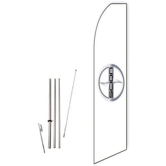Scion (White) Super Novo Feather Flag - Complete with 15ft Pole Set and Ground Spike