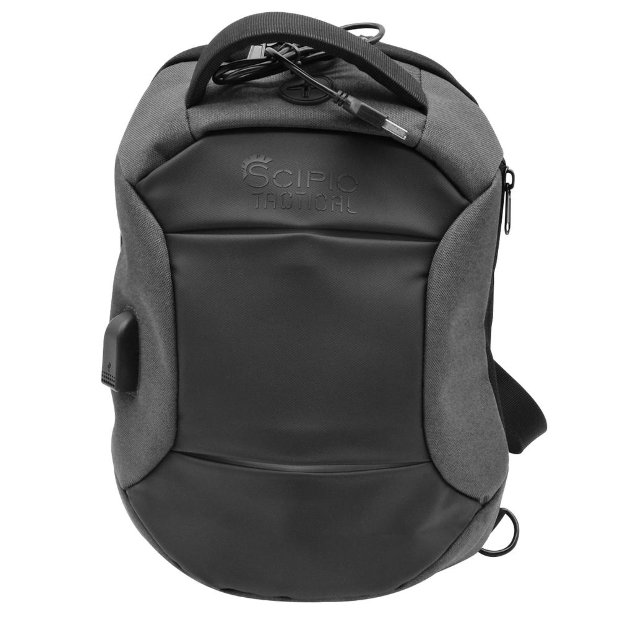 Scipio Sling Bag with USB Port KB18611E Small Crossbody Bag - Small Travel Backpack One Strap Backpack for Men or Women - Black