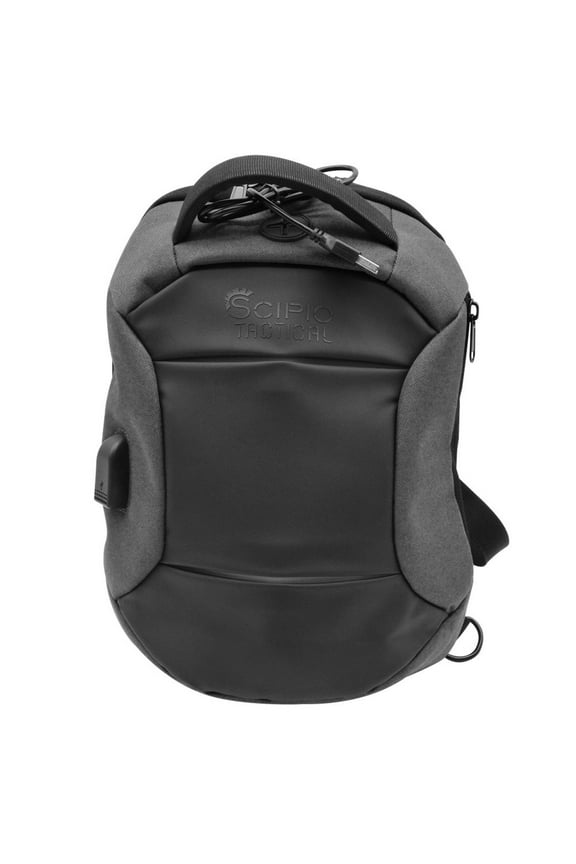 Sling Bag with USB Port KB18611E Small Crossbody Bag - Small Travel Backpack One Strap Backpack for Men or Women - Black