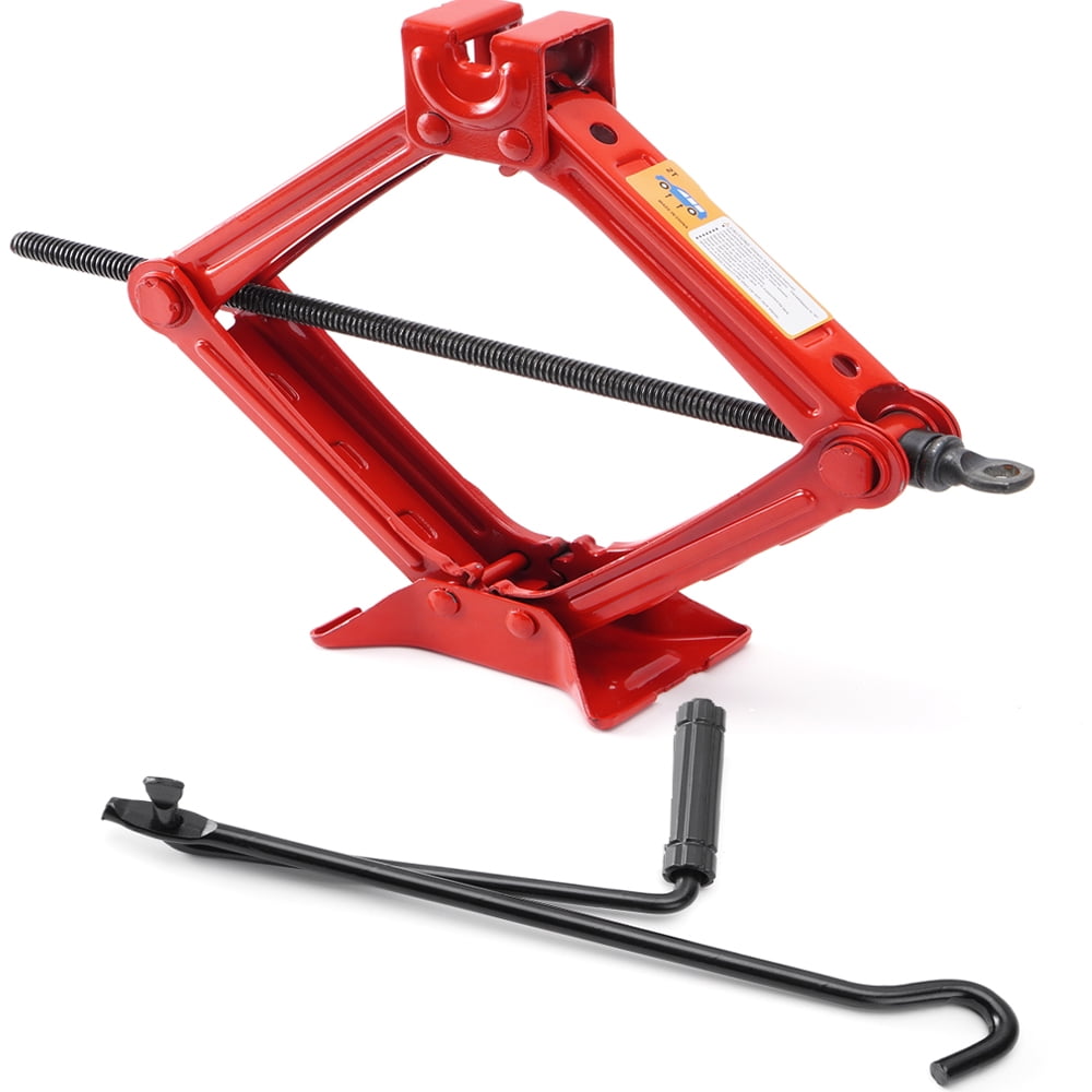 Scissor Jack 2 Ton Heavy Duty Steel Jack Auto Changing Tires Tools, Red