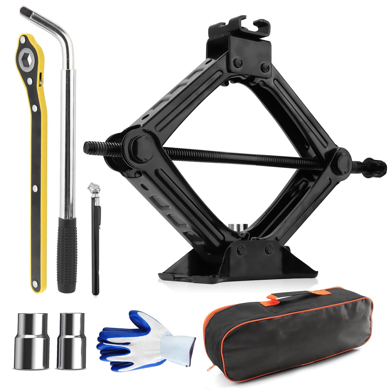 Scissor Jack for Car 1.5 Ton (3306 lbs) Heavy-Duty Car Jack Kit, Universal Tire Jack Tool Kit - Portable Car Lift Jack with Ratcheting Handle and L-Wrench for Auto SUV MPV