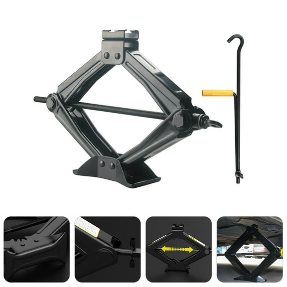 PartyKindom Steel Scissor Jack 2.5 Ton Black Car Repair Tool for Any Vehicle