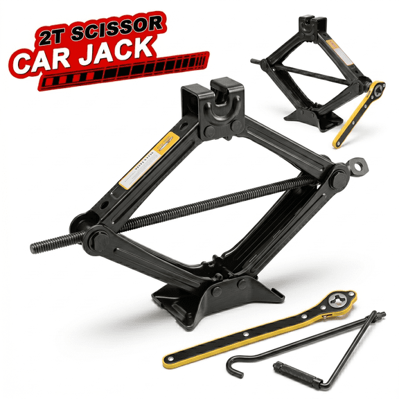 Scissor Jack for Cars - 2 Ton Car Jack with 3.9" to 15.2" Lifting Range, Includes Ratchet Handle and Hand Crank