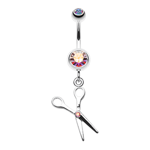 Scissor Sparkle Belly Button Ring