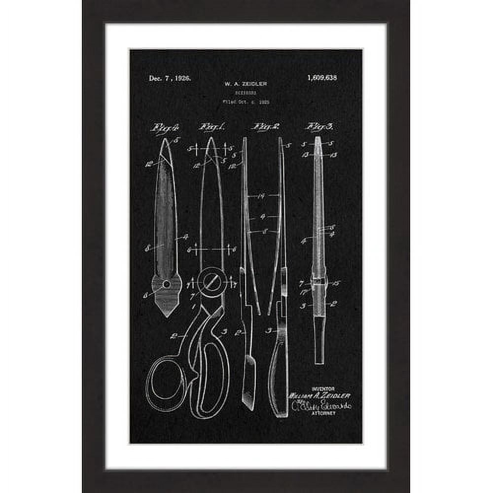 "Scissors 1925 Black Paper" Framed Painting Print