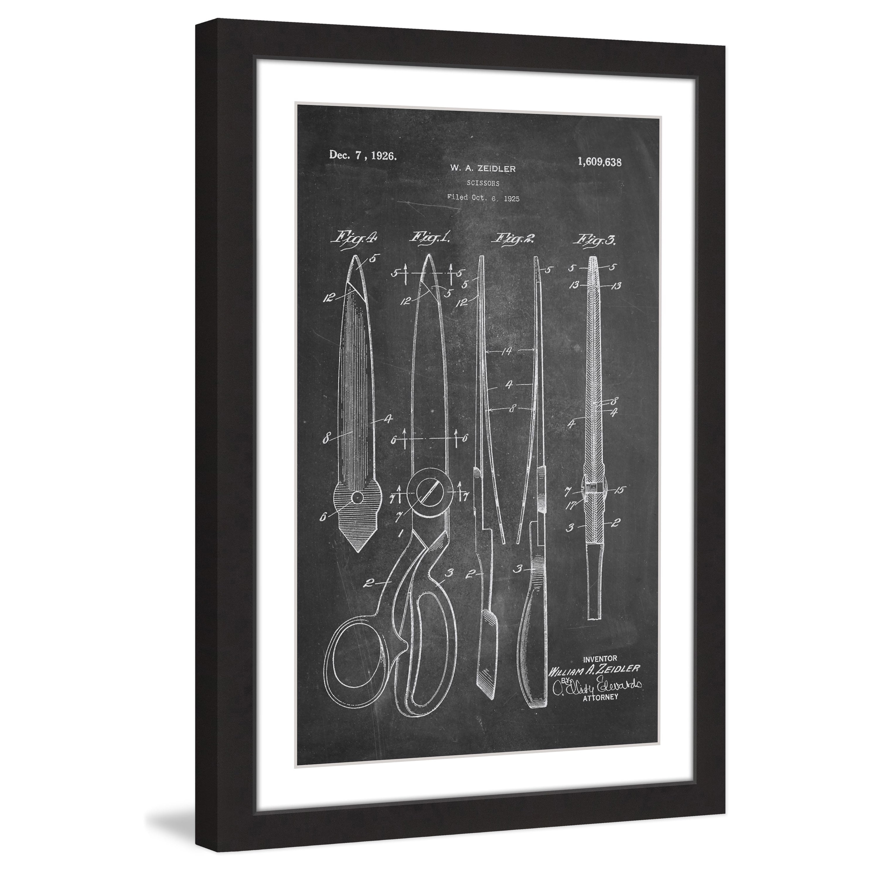 "Scissors 1925 Chalk" Framed Painting Art Print