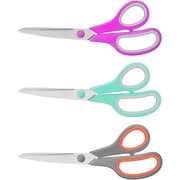 Scissors, 8" All Purpose Scissors 3-Pack, Ultra Sharp 2.0mm Thick Blade Shears Comfort-Grip for Office Desk Accessories Sewing Fabric Home Craft Teacher Supplies, Right/Left Handed