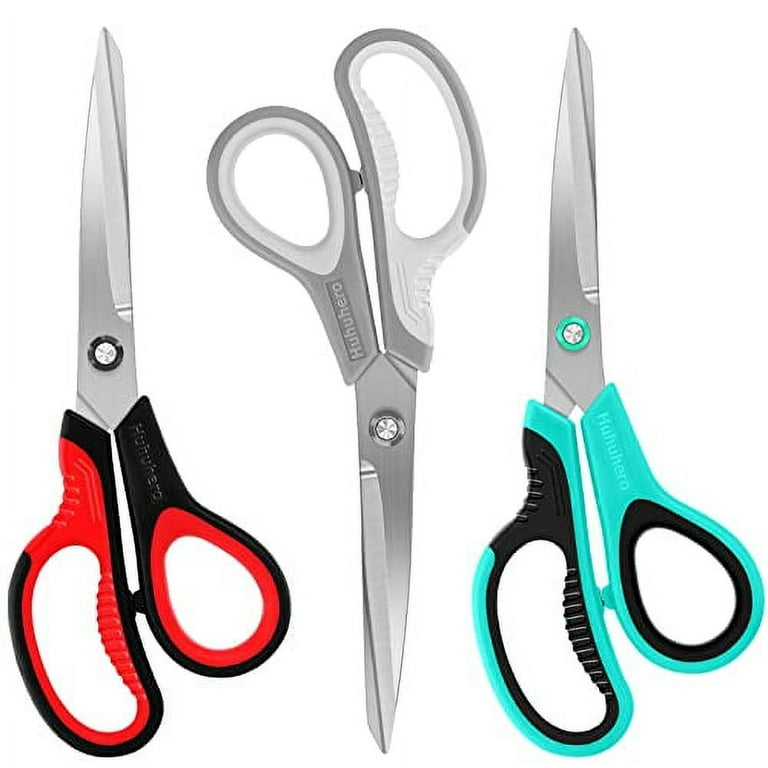 Scissors All Purpose, Huhuhero Premium 8.7 Titanium Super Sharp Scissors  Heavy Duty Shears, Soft Comfort-Grip Scissors for Office School Home Craft  Supplies, Right/Left Handed Scissors, 3-Pack 