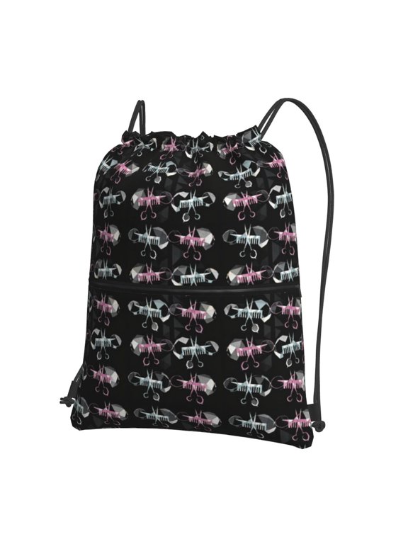 Scissors And Comb Hair Stylist Salon Drawstring Backpack Bag Water Resistant Yoga Shopping Cinch Bag Sackpack For Men Women
