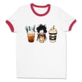 thumbnail image 1 of Scissors Coffee Halloween Ringer Tee Shirt Unisex 2X-Large White/Red, 1 of 5