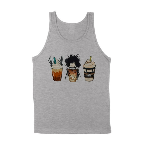 Scissors Coffee Halloween Tank Top Unisex Large Grey