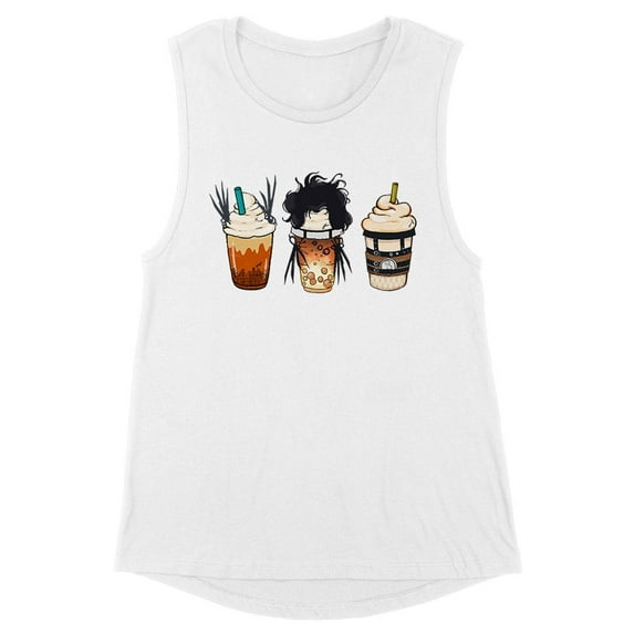 Scissors Coffee Halloween Women's Muscle Tank Large White