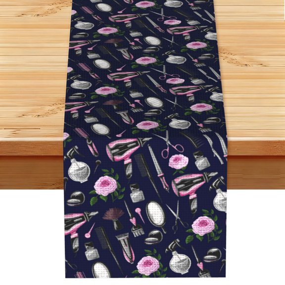 Scissors Comb Salon Rose Table Runner 13x72 Inch for Dining Table Kitchen Wedding Party Decor Fireplace Mantle