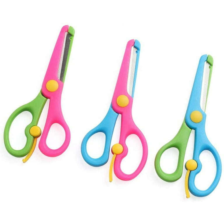 Scissors For Preschool Teaching, 3 Pieces Two-Tone Child Safety Scissors  With Spring For Kids Student Teacher Arts Crafts Diy Craft Projects
