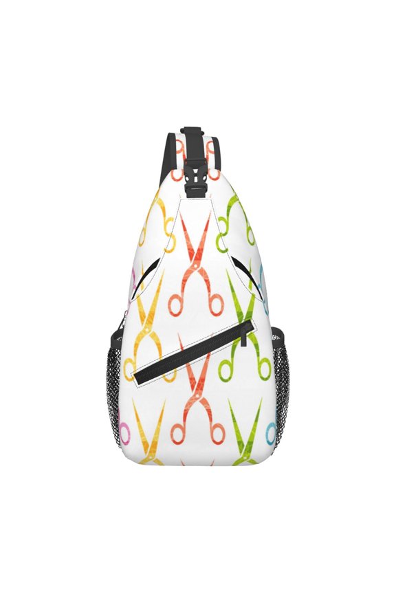 Scissors Hair Stylist Salon Vintage Sling Backpack Shoulder Chest Crossbody Bag Causal Travel Hiking Daypack