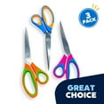 thumbnail image 1 of Scissors, Jeexi 8" Multipurpose Student Scissors Set of 3, Stainless Steel Sharp Scissors for Office Home General Use, High/Middle School Classroom Teacher Students Scissors Supplies, 1 of 8