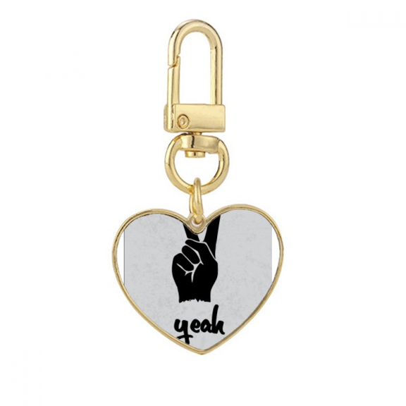 Scissors Outline Personalized Gesture Gold Heart Keychain Metal Keyring Holder