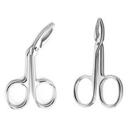 Scissors Shaped Eyebrow Tweezers Clip with Easy Scissor Handle, Stainless Steel Scissor Handle Tweezers Flat Straight Tip Tweezers Brow Hair Plucker Remover - Style 2
