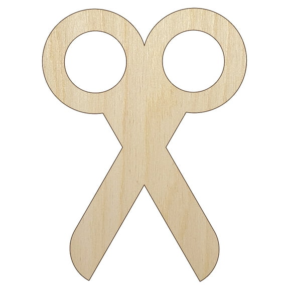 Scissors Symbol Wood Shape Unfinished Piece Cutout Craft DIY Projects - 4.70 Inch Size - 1/4 Inch Thick