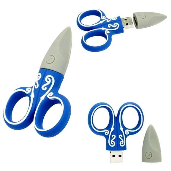 Scissors USB Drive - USB Flash Drive for Students - Back to School Thumb Drive (Navy Scissors)