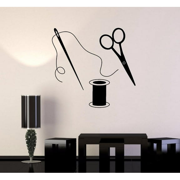 Scissors Wall Stickers Sewing Tailor Wall Decals For Fabric Sewing Room Removable Vinyl Art Mural Home Decor 40x38cm