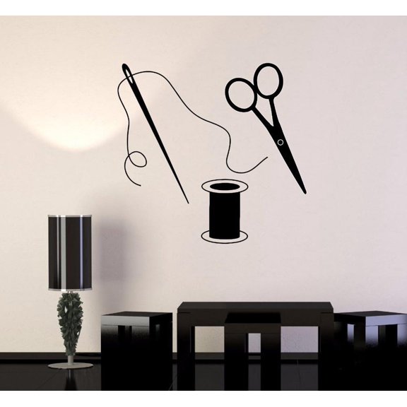 Scissors Wall Stickers Sewing Tailor Wall Decals For Fabric Sewing Room Removable Vinyl Art Mural Home Decor 56x54cm