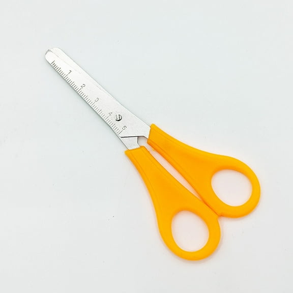 Scissors under $5! CQCYD Ruler Scissors with Graduated Scale, Safety Round Tip Blades for Office Use, Plastic Handle Scissors with PVC Bag