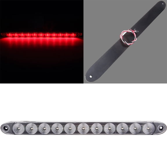 Scitoo 1 Piece Clear Lens Red LED 15" Waterproof Sealed 11 LED Light Bar Truck Trailer RV Stop Turn Tail 3rd Brake Light