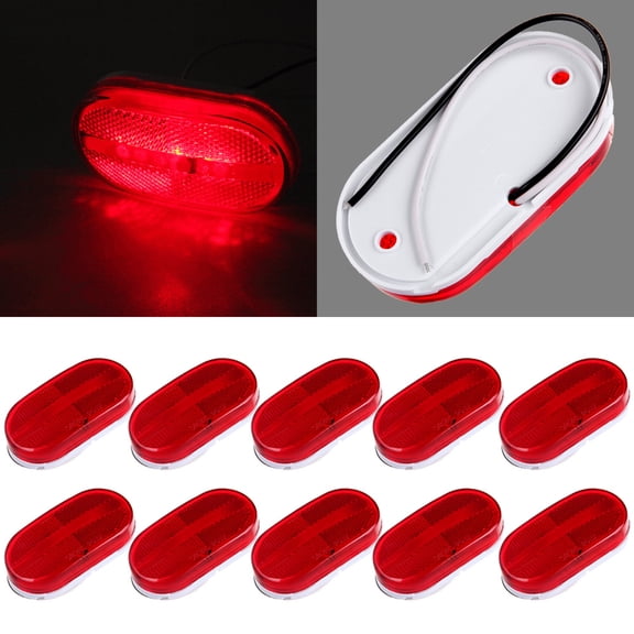 Scitoo 10x Truck Red Oval 12V Side Marker Lights Clearance Lamp Trailer Camper 6Led/pc