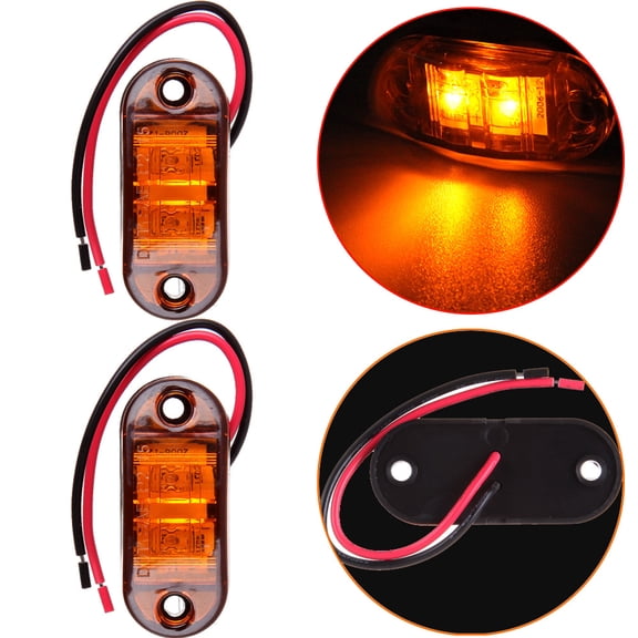 Scitoo 2 Piece Trailer Truck Oval Amber Clear Lens 2 Diode Clearance Side Marker LED Light