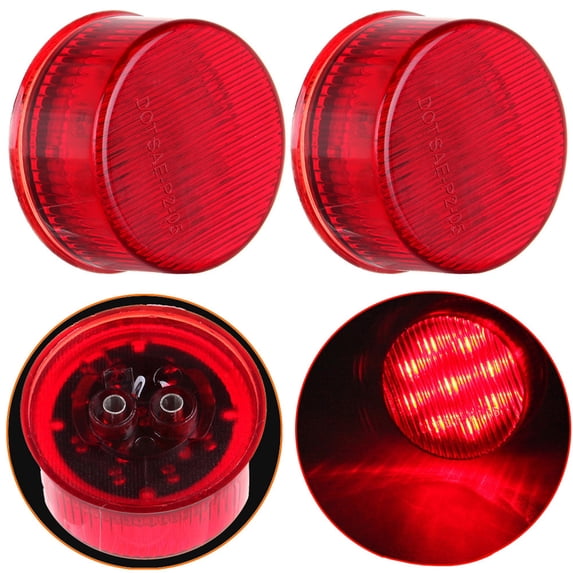 Scitoo 4Pcs Truck Trailer Round 2" 9 LED Side Marker Clearance Lamp Assembly Round Shape